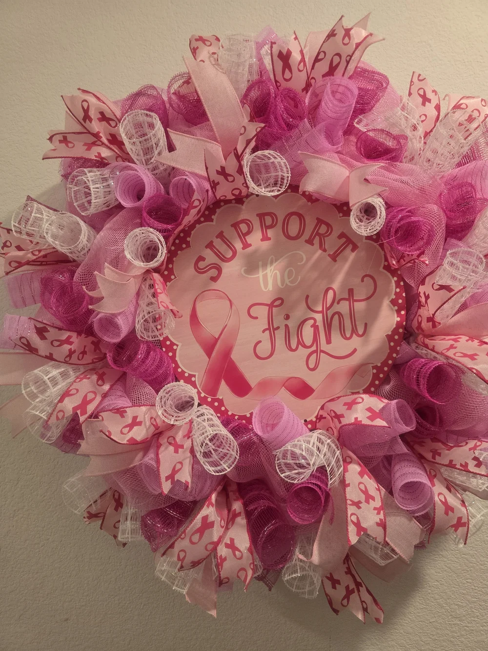 W141 – Support the Fight Pink Breast Cancer Awareness WreathBeautiful pink